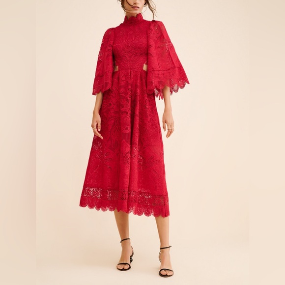 FARM Rio Dresses & Skirts - Farm Rio Guipire Cut Out Midi Dress Size M